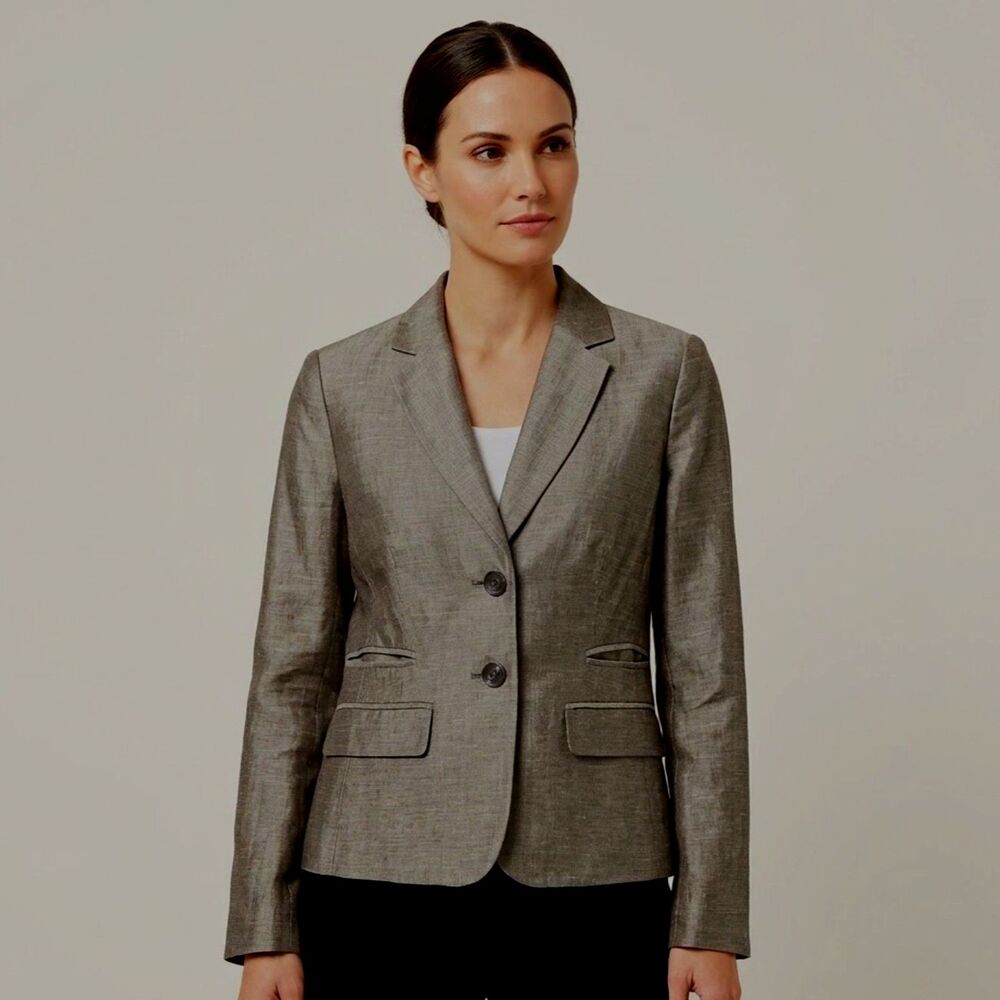 Ann Taylor Blazer Loft linen gray jacket women's 2 xs